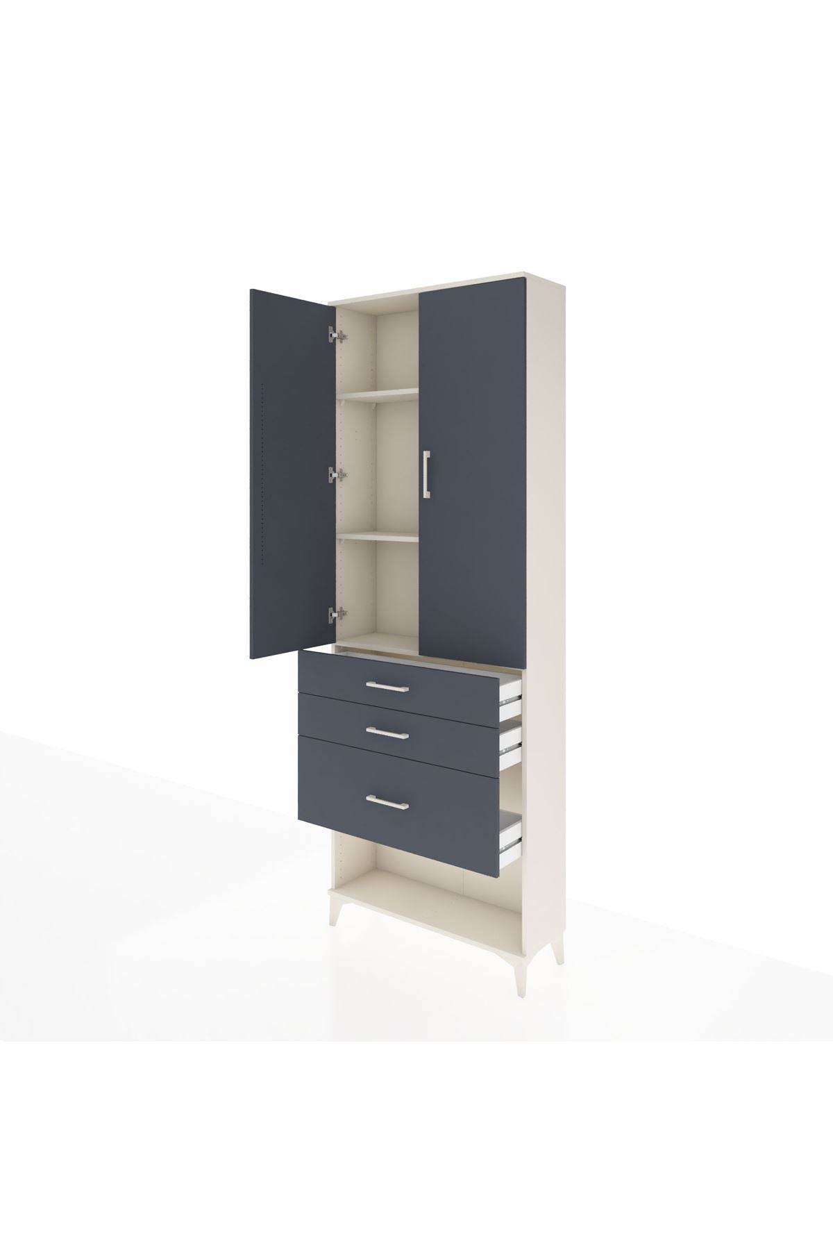 Arges Dolap 3 Raflı 3 Çekmeceli 2 Kapaklı 88x30x243 - S33M041V2A