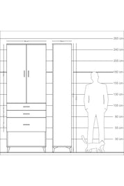 Arges Dolap 3 Raflı 3 Çekmeceli 2 Kapaklı 88x30x243 - S33M041V2A