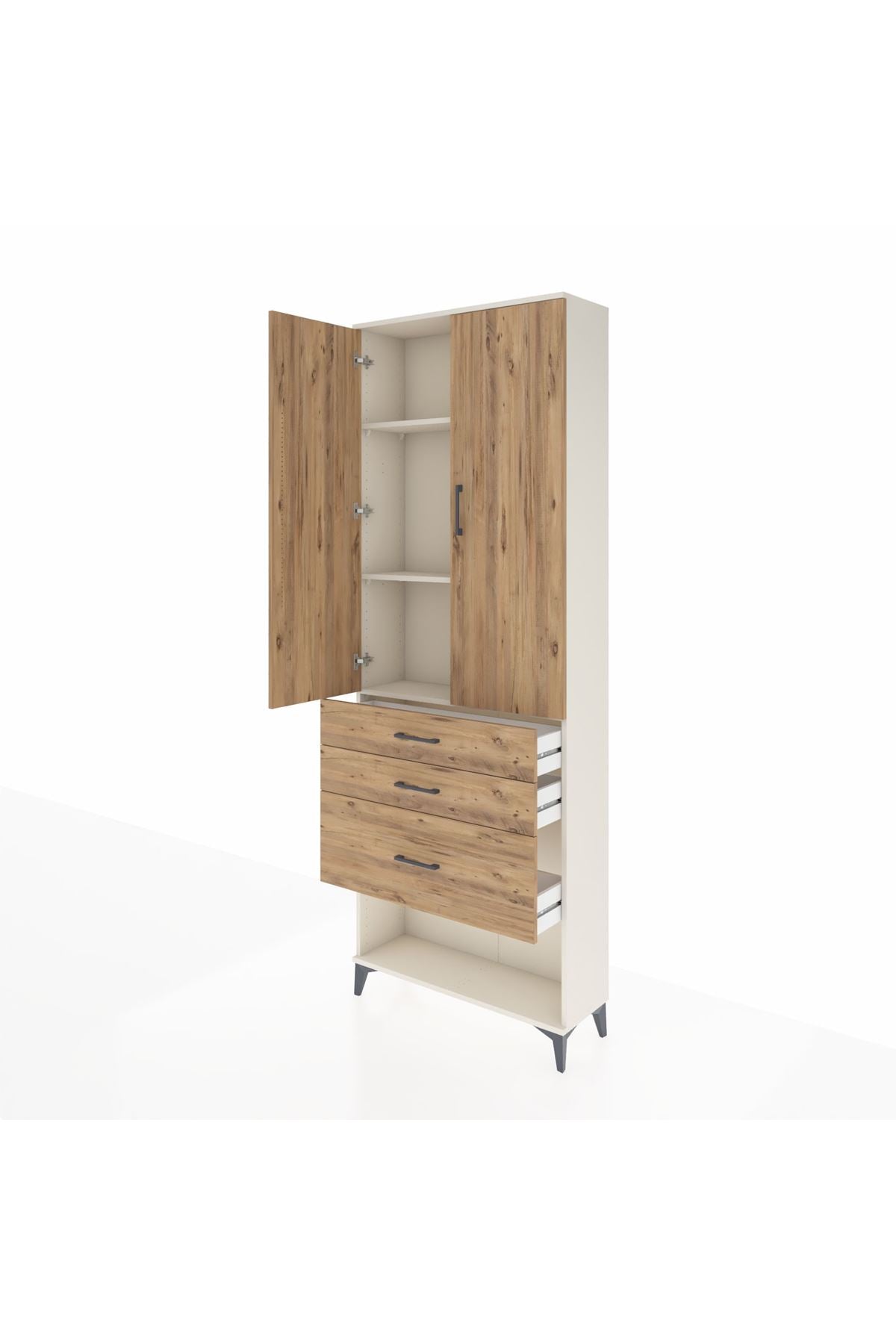 Arges Dolap 3 Raflı 3 Çekmeceli 2 Kapaklı 88x30x243 - S33M041V3A
