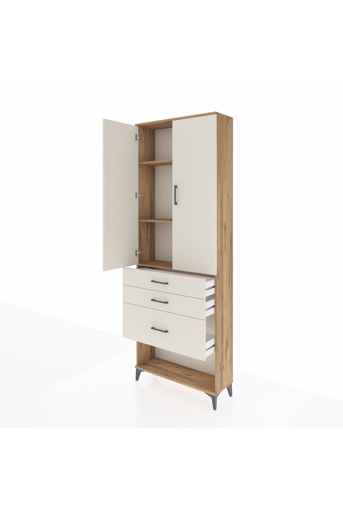Arges Dolap 3 Raflı 3 Çekmeceli 2 Kapaklı 88x30x243 - S33M041V7A
