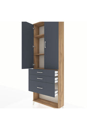 Arges Dolap 3 Raflı 3 Çekmeceli 2 Kapaklı 88x30x243 - S33M041V8A