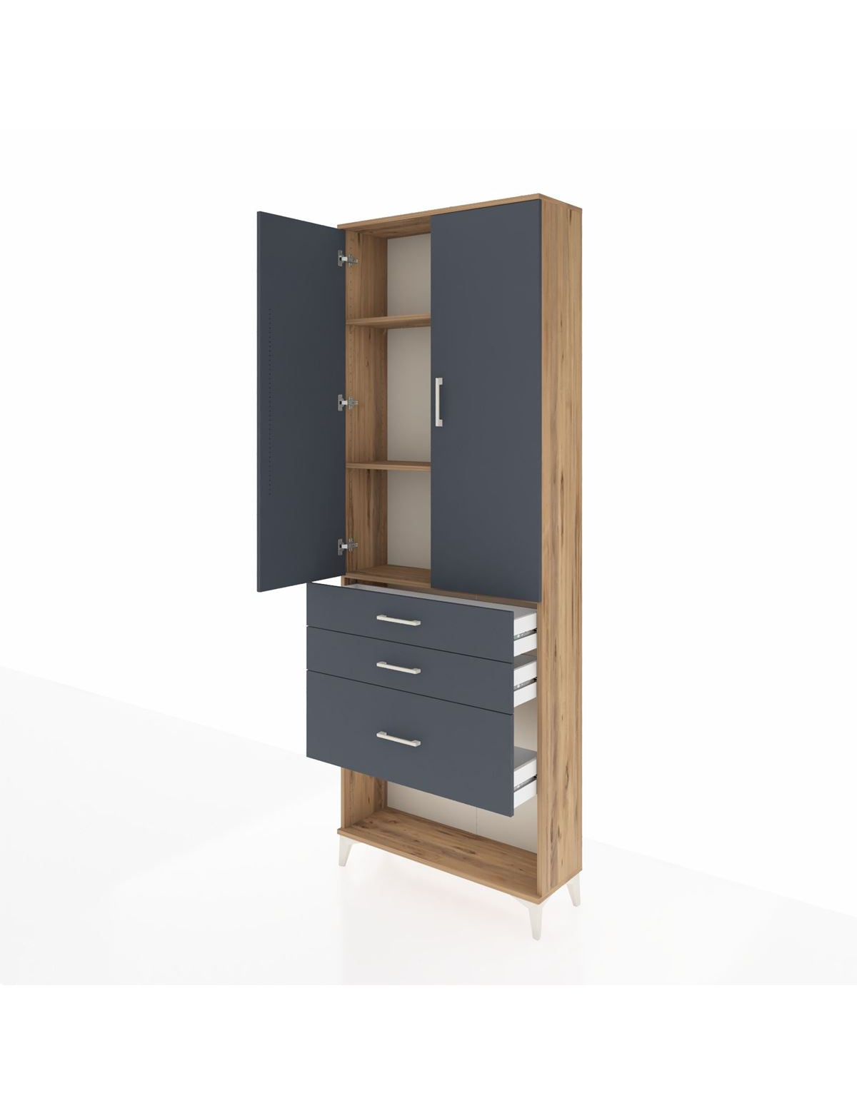Arges Dolap 3 Raflı 3 Çekmeceli 2 Kapaklı 88x30x243 - S33M041V8A