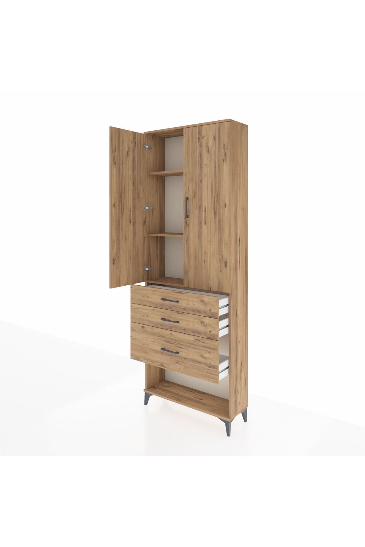 Arges Dolap 3 Raflı 3 Çekmeceli 2 Kapaklı 88x30x243 - S33M041V9A
