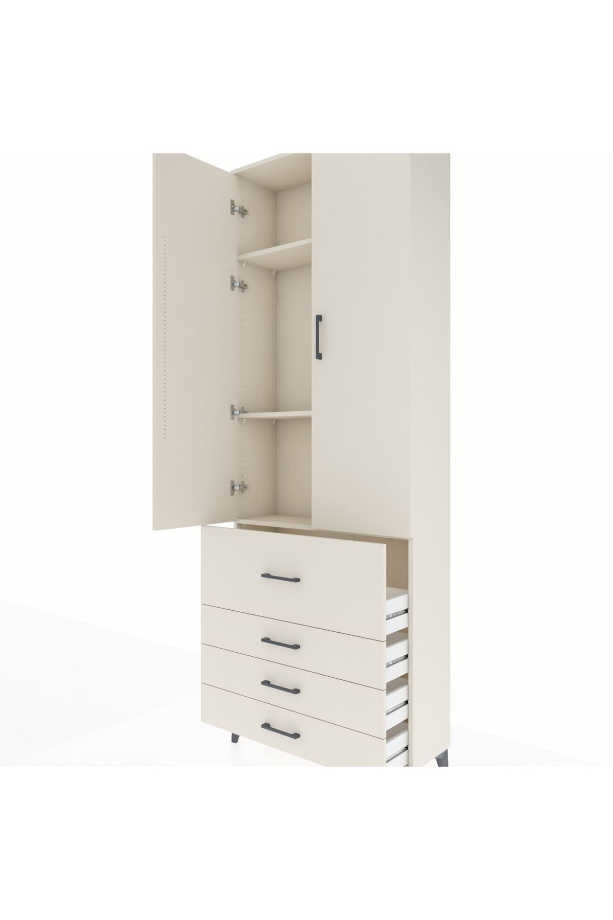 Arges Dolap 3 Raflı 4 Çekmeceli 2 Kapaklı 88x30x243 - S33M043V1A