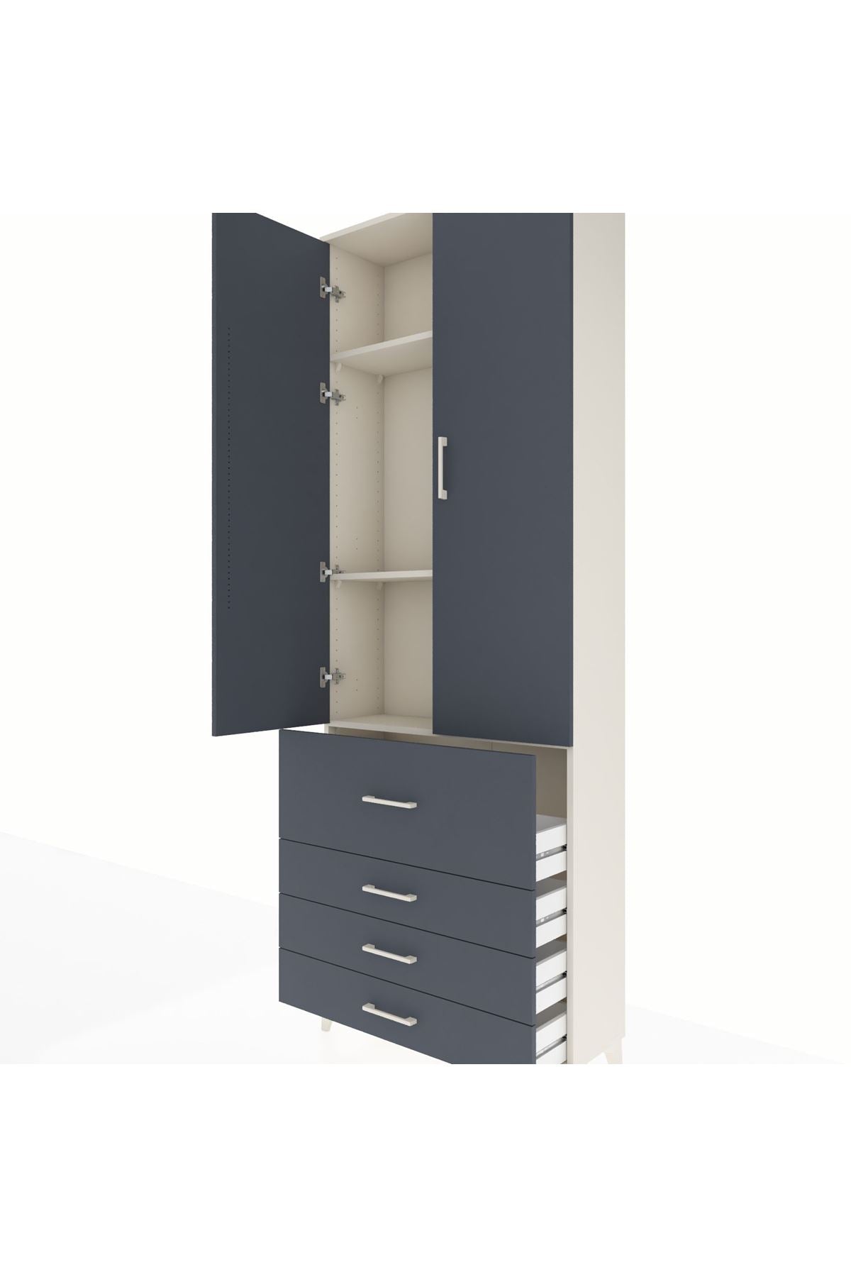 Arges Dolap 3 Raflı 4 Çekmeceli 2 Kapaklı 88x30x243 - S33M043V2A