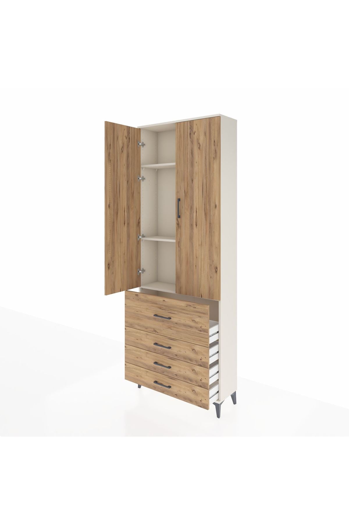 Arges Dolap 3 Raflı 4 Çekmeceli 2 Kapaklı 88x30x243 - S33M043V3A