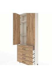 Arges Dolap 3 Raflı 4 Çekmeceli 2 Kapaklı 88x30x243 - S33M043V3A