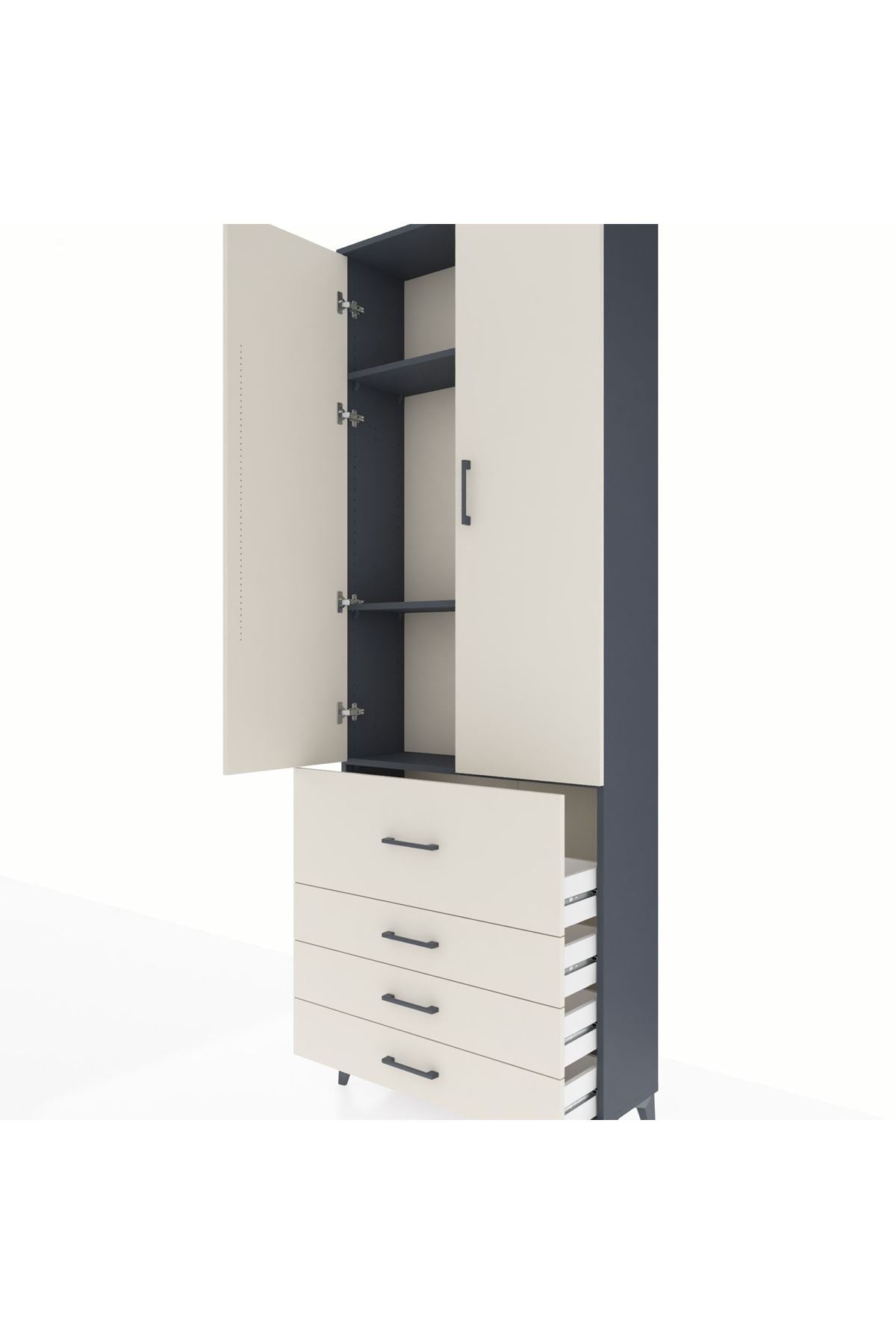 Arges Dolap 3 Raflı 4 Çekmeceli 2 Kapaklı 88x30x243 - S33M043V4A