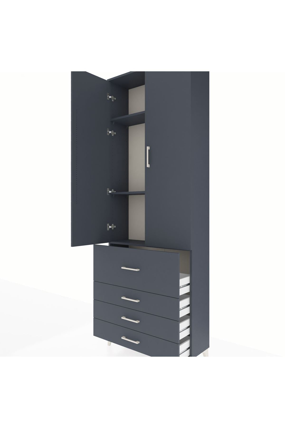 Arges Dolap 3 Raflı 4 Çekmeceli 2 Kapaklı 88x30x243 - S33M043V5A