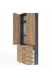 Arges Dolap 3 Raflı 4 Çekmeceli 2 Kapaklı 88x30x243 - S33M043V6A