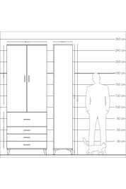 Arges Dolap 3 Raflı 4 Çekmeceli 2 Kapaklı 88x30x243 - S33M043V6A