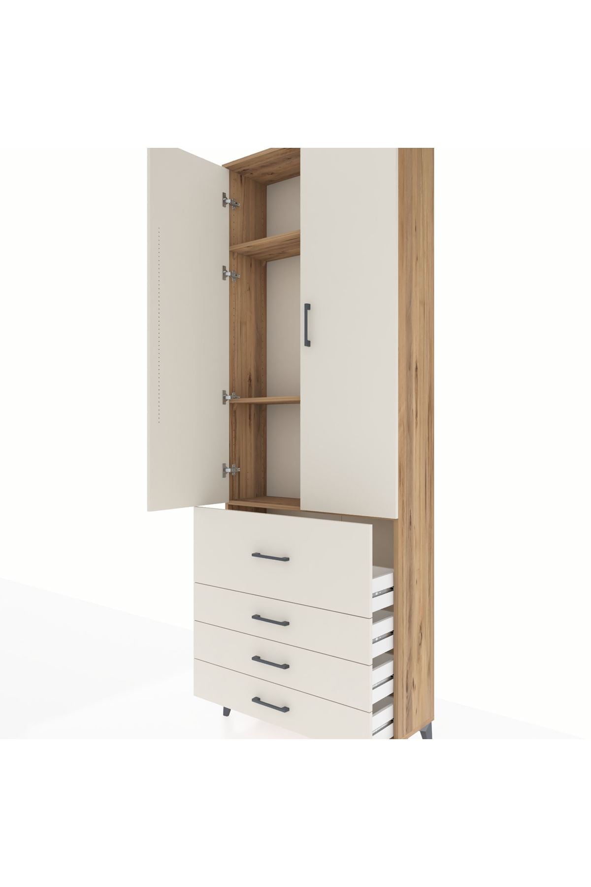 Arges Dolap 3 Raflı 4 Çekmeceli 2 Kapaklı 88x30x243 - S33M043V7A
