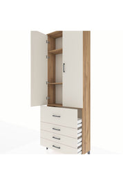 Arges Dolap 3 Raflı 4 Çekmeceli 2 Kapaklı 88x30x243 - S33M043V7A