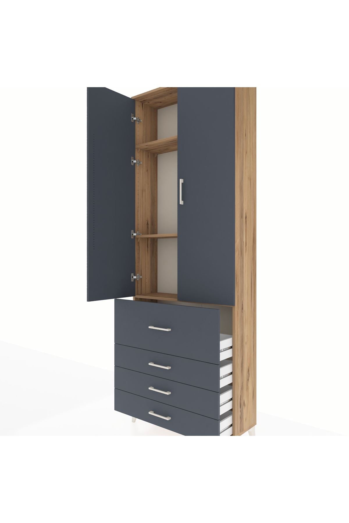 Arges Dolap 3 Raflı 4 Çekmeceli 2 Kapaklı 88x30x243 - S33M043V8A