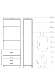 Arges Dolap 3 Raflı 4 Çekmeceli 88x30x243 - S33M044V4A