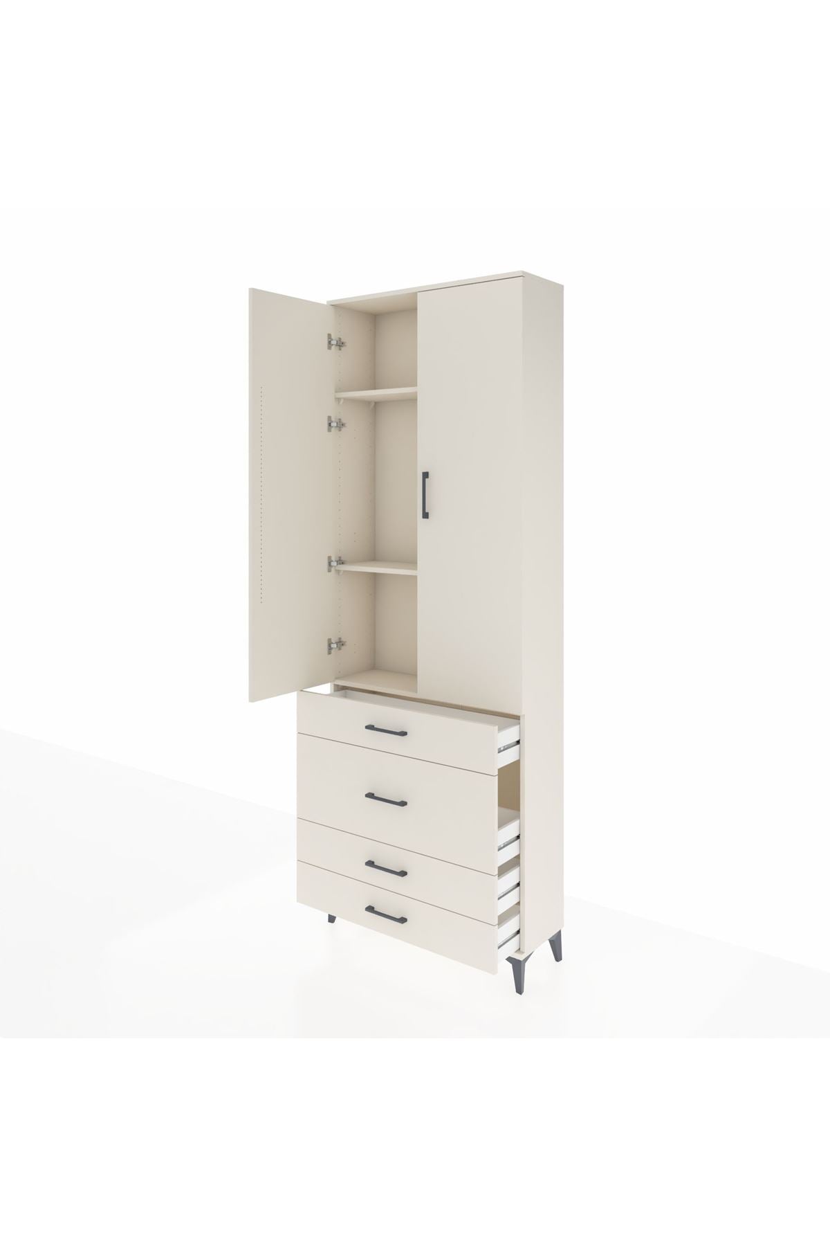 Arges Dolap 3 Raflı 4 Çekmeceli 2 Kapaklı 88x30x243 - S33M045V1A