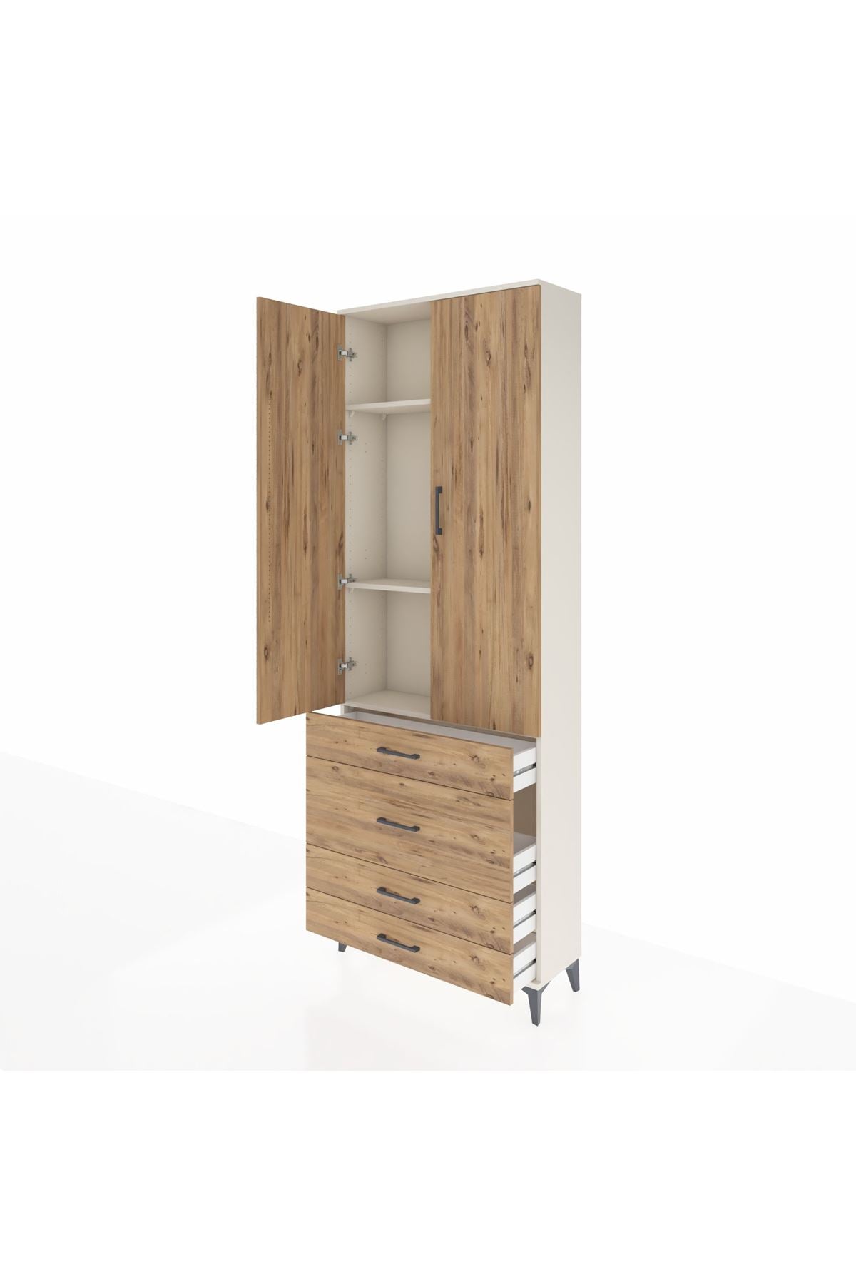 Arges Dolap 3 Raflı 4 Çekmeceli 2 Kapaklı 88x30x243 - S33M045V3A
