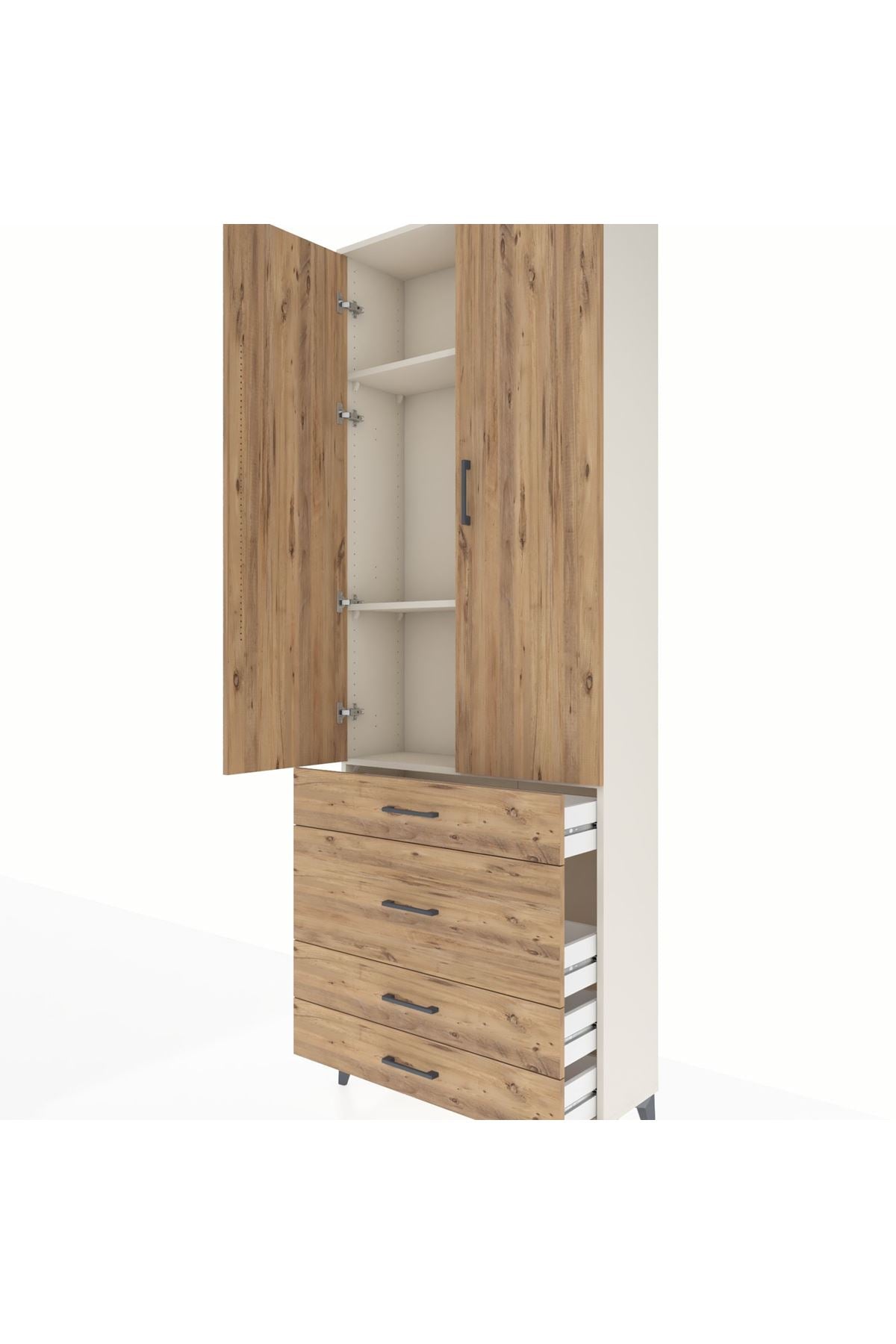 Arges Dolap 3 Raflı 4 Çekmeceli 2 Kapaklı 88x30x243 - S33M045V3A