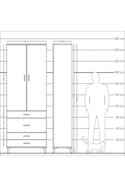 Arges Dolap 3 Raflı 4 Çekmeceli 2 Kapaklı 88x30x243 - S33M045V4A