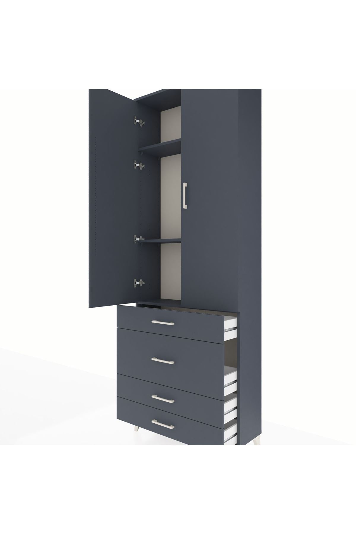 Arges Dolap 3 Raflı 4 Çekmeceli 2 Kapaklı 88x30x243 - S33M045V5A