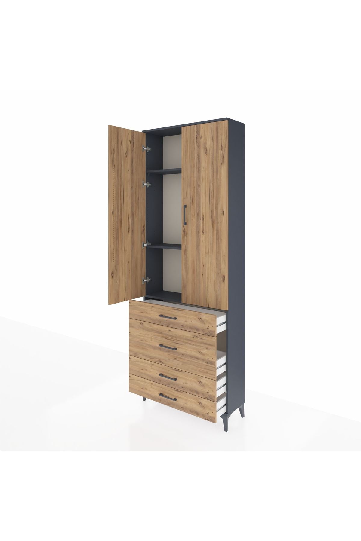 Arges Dolap 3 Raflı 4 Çekmeceli 2 Kapaklı 88x30x243 - S33M045V6A