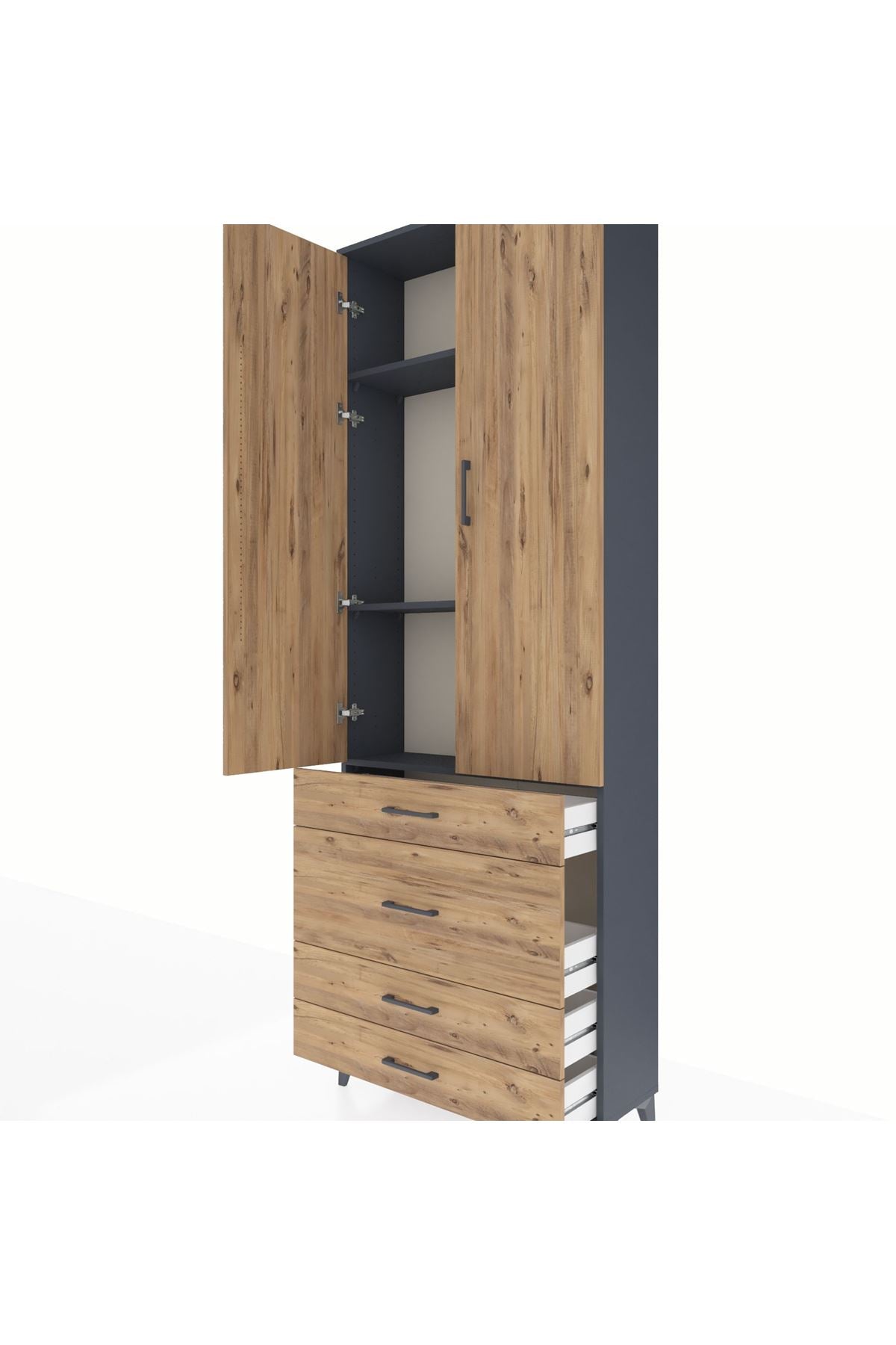 Arges Dolap 3 Raflı 4 Çekmeceli 2 Kapaklı 88x30x243 - S33M045V6A