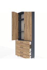 Arges Dolap 3 Raflı 4 Çekmeceli 2 Kapaklı 88x30x243 - S33M045V6A