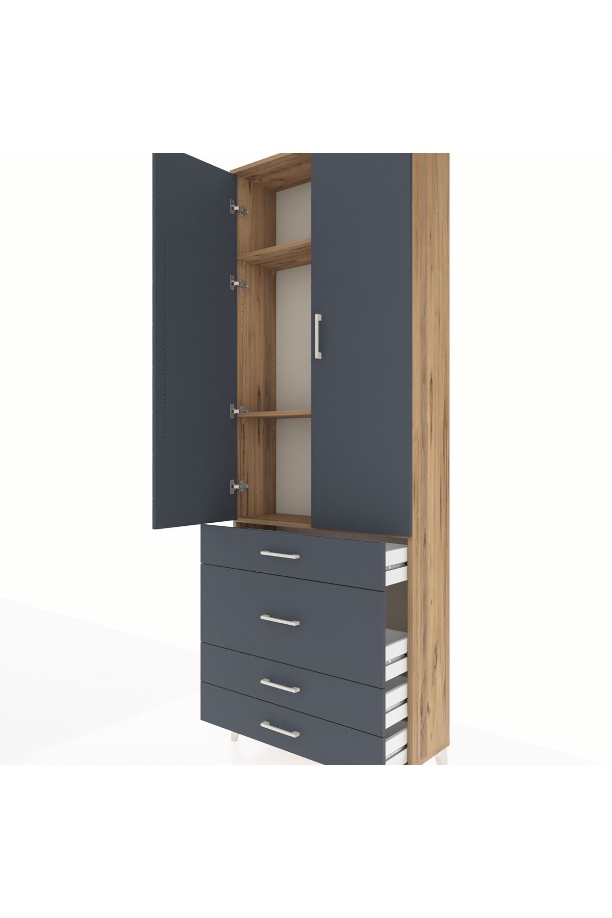 Arges Dolap 3 Raflı 4 Çekmeceli 2 Kapaklı 88x30x243 - S33M045V8A