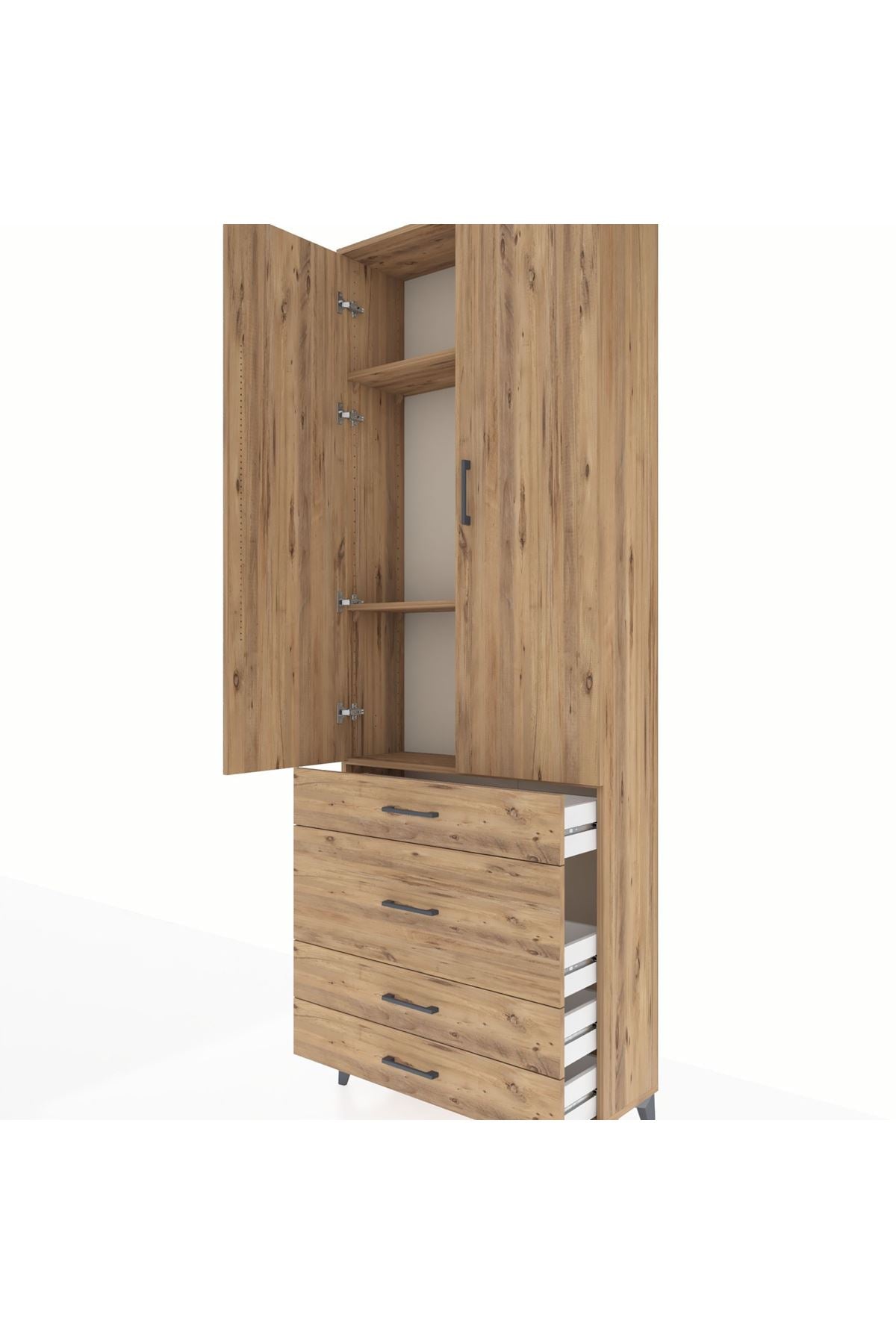 Arges Dolap 3 Raflı 4 Çekmeceli 2 Kapaklı 88x30x243 - S33M045V9A