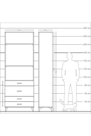 Arges Dolap 3 Raflı 4 Çekmeceli 88x30x243 - S33M046V3A