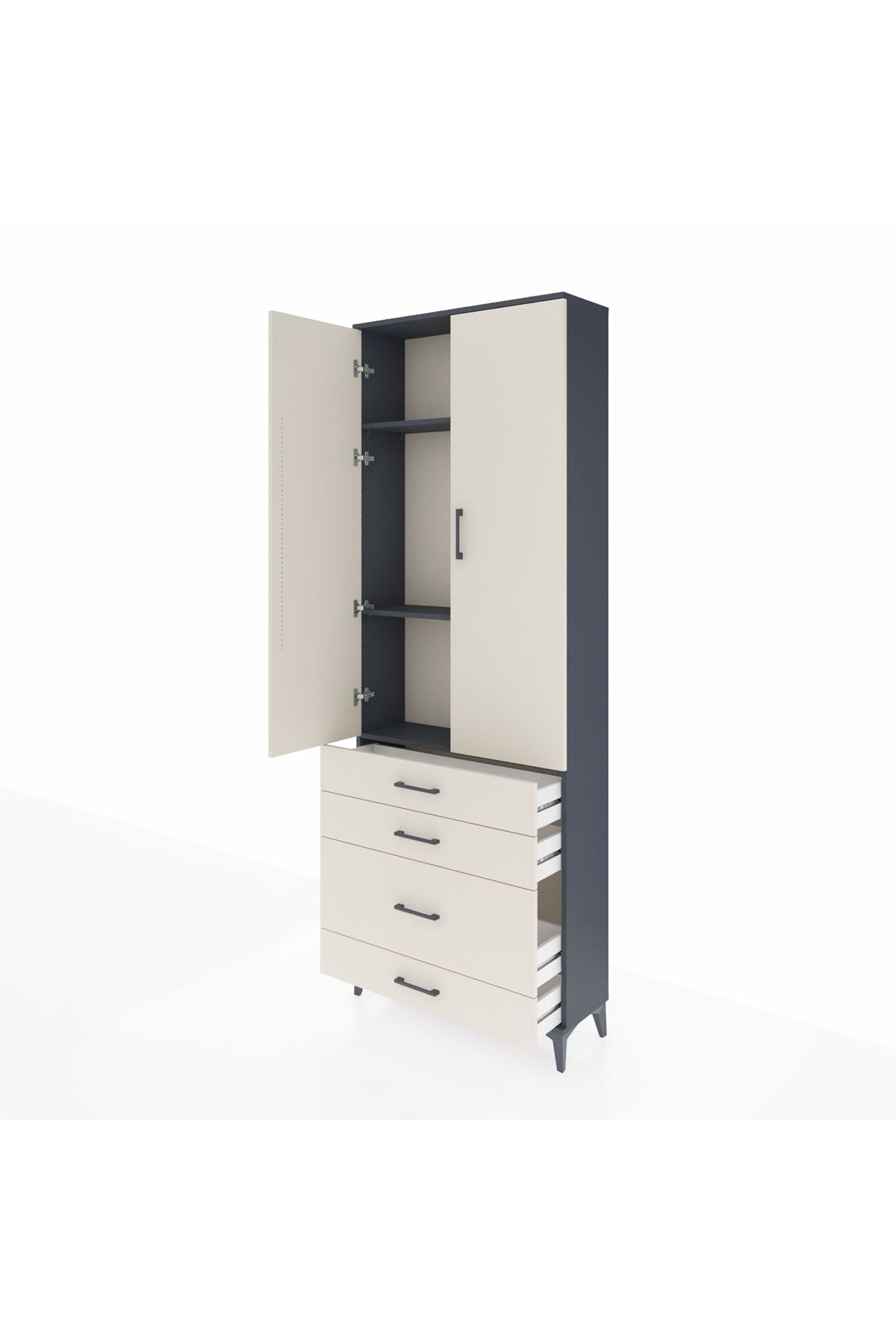 Arges Dolap 3 Raflı 4 Çekmeceli 2 Kapaklı 88x30x243 - S33M047V4A