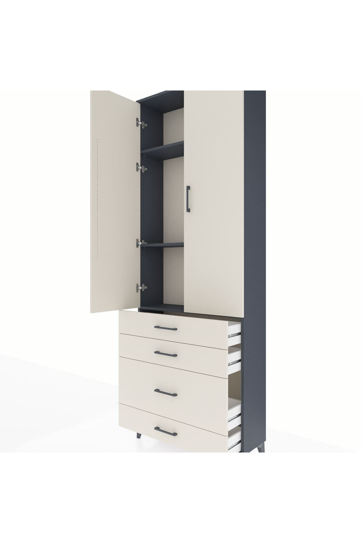 Arges Dolap 3 Raflı 4 Çekmeceli 2 Kapaklı 88x30x243 - S33M047V4A