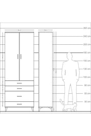 Arges Dolap 3 Raflı 4 Çekmeceli 2 Kapaklı 88x30x243 - S33M047V4A
