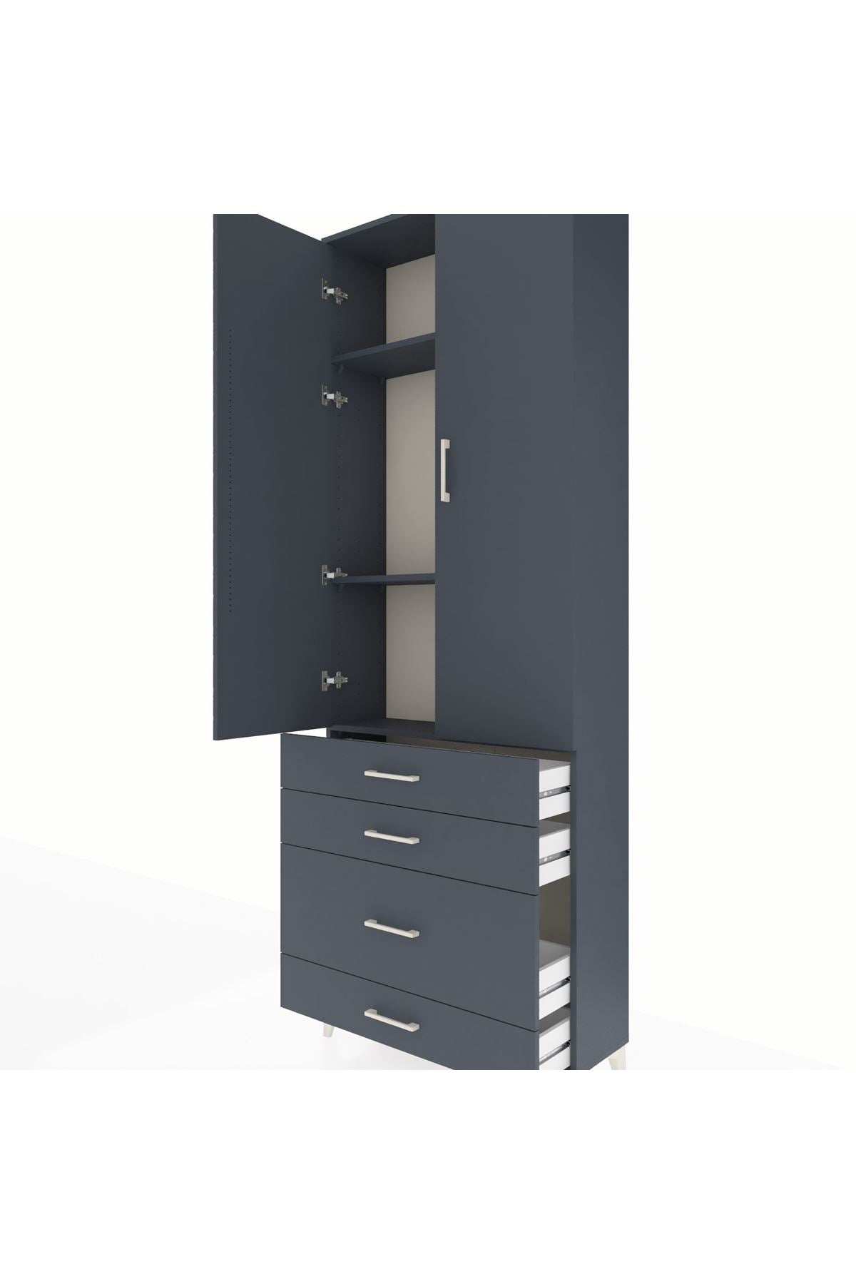 Arges Dolap 3 Raflı 4 Çekmeceli 2 Kapaklı 88x30x243 - S33M047V5A