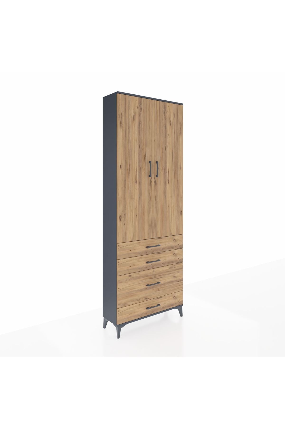 Arges Dolap 3 Raflı 4 Çekmeceli 2 Kapaklı 88x30x243 - S33M047V6A