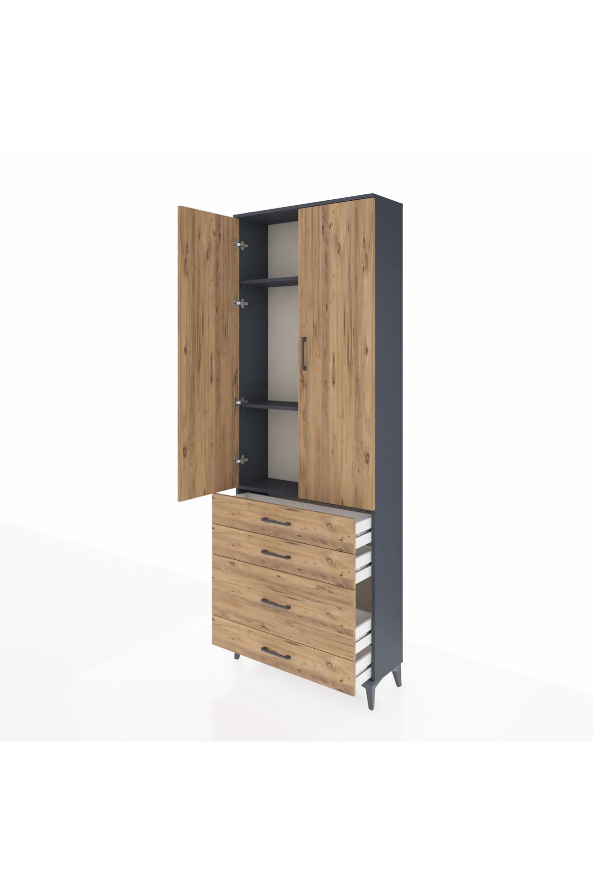 Arges Dolap 3 Raflı 4 Çekmeceli 2 Kapaklı 88x30x243 - S33M047V6A