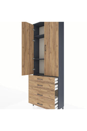 Arges Dolap 3 Raflı 4 Çekmeceli 2 Kapaklı 88x30x243 - S33M047V6A