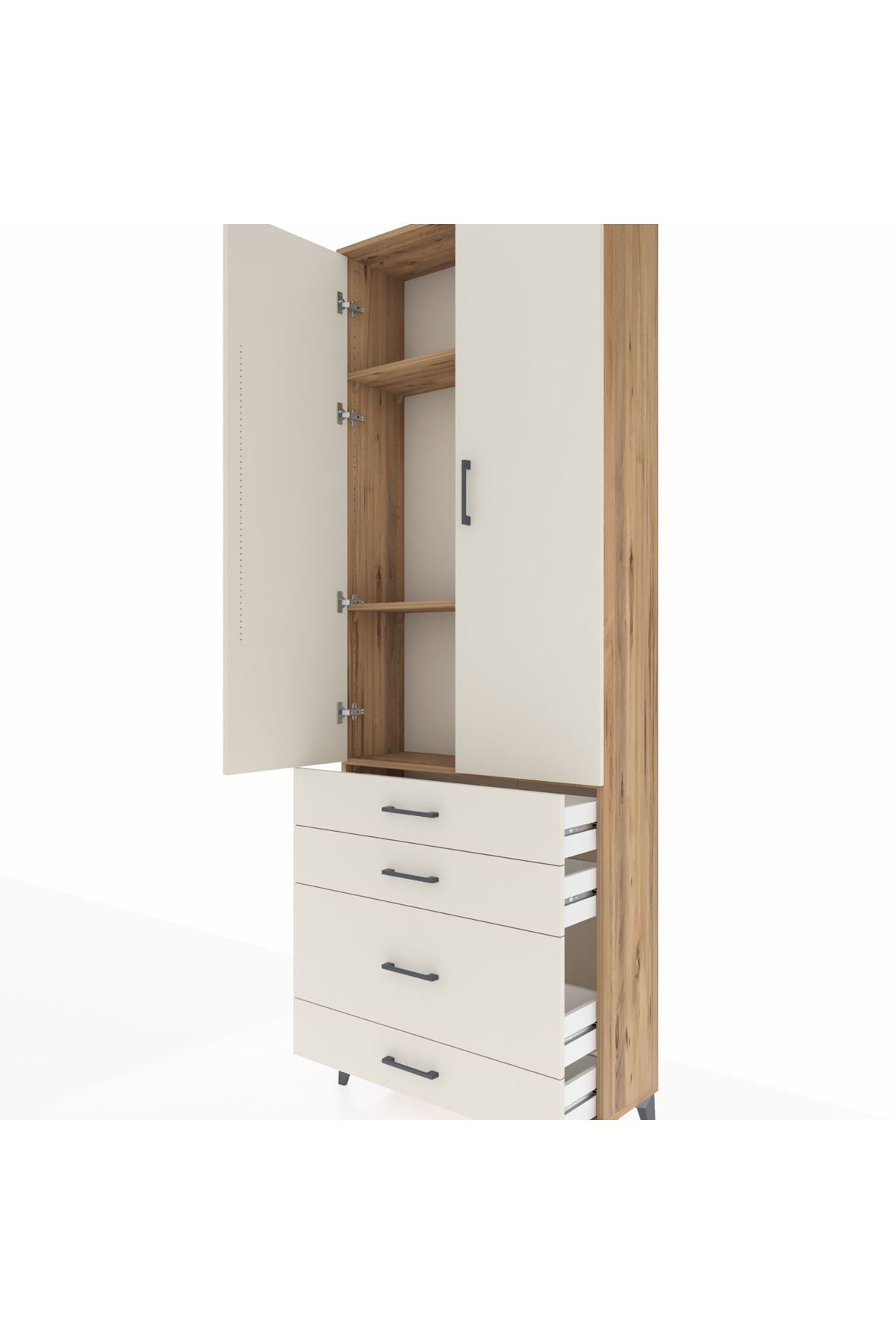 Arges Dolap 3 Raflı 4 Çekmeceli 2 Kapaklı 88x30x243 - S33M047V7A