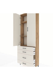 Arges Dolap 3 Raflı 4 Çekmeceli 2 Kapaklı 88x30x243 - S33M047V7A