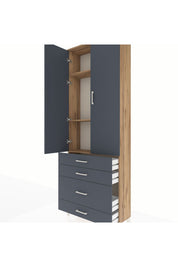 Arges Dolap 3 Raflı 4 Çekmeceli 2 Kapaklı 88x30x243 - S33M047V8A
