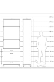 Arges Dolap 3 Raflı 4 Çekmeceli 88x30x243 - S33M048V1A