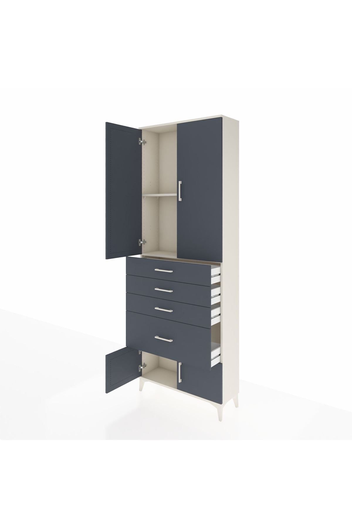 Arges Dolap 2 Raflı 4 Çekmeceli 4 Kapaklı 88x30x243 - S33M049V2A