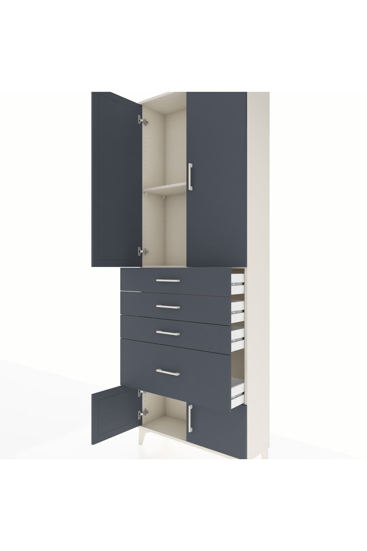 Arges Dolap 2 Raflı 4 Çekmeceli 4 Kapaklı 88x30x243 - S33M049V2A
