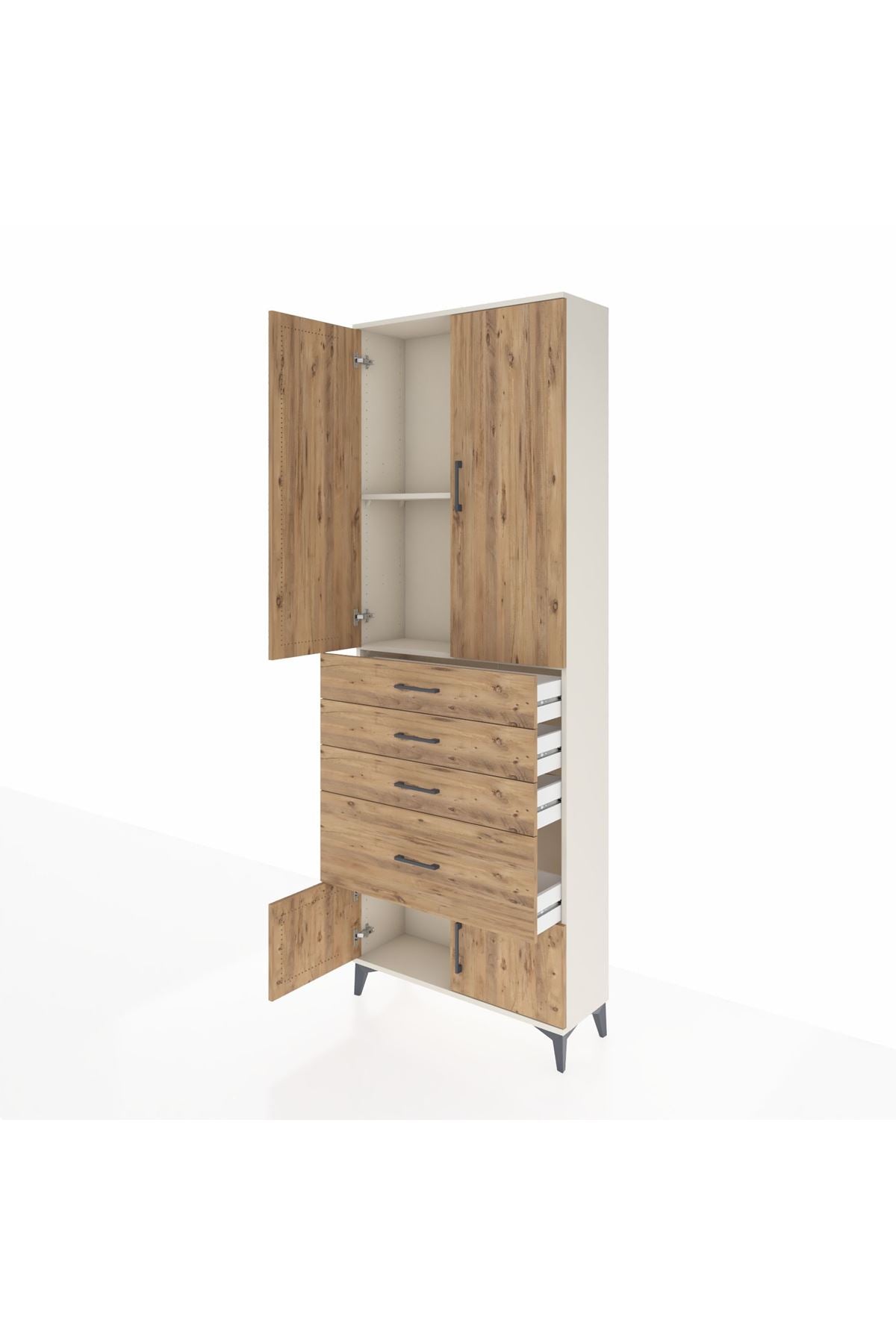 Arges Dolap 2 Raflı 4 Çekmeceli 4 Kapaklı 88x30x243 - S33M049V3A