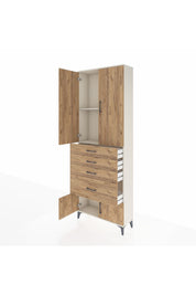 Arges Dolap 2 Raflı 4 Çekmeceli 4 Kapaklı 88x30x243 - S33M049V3A