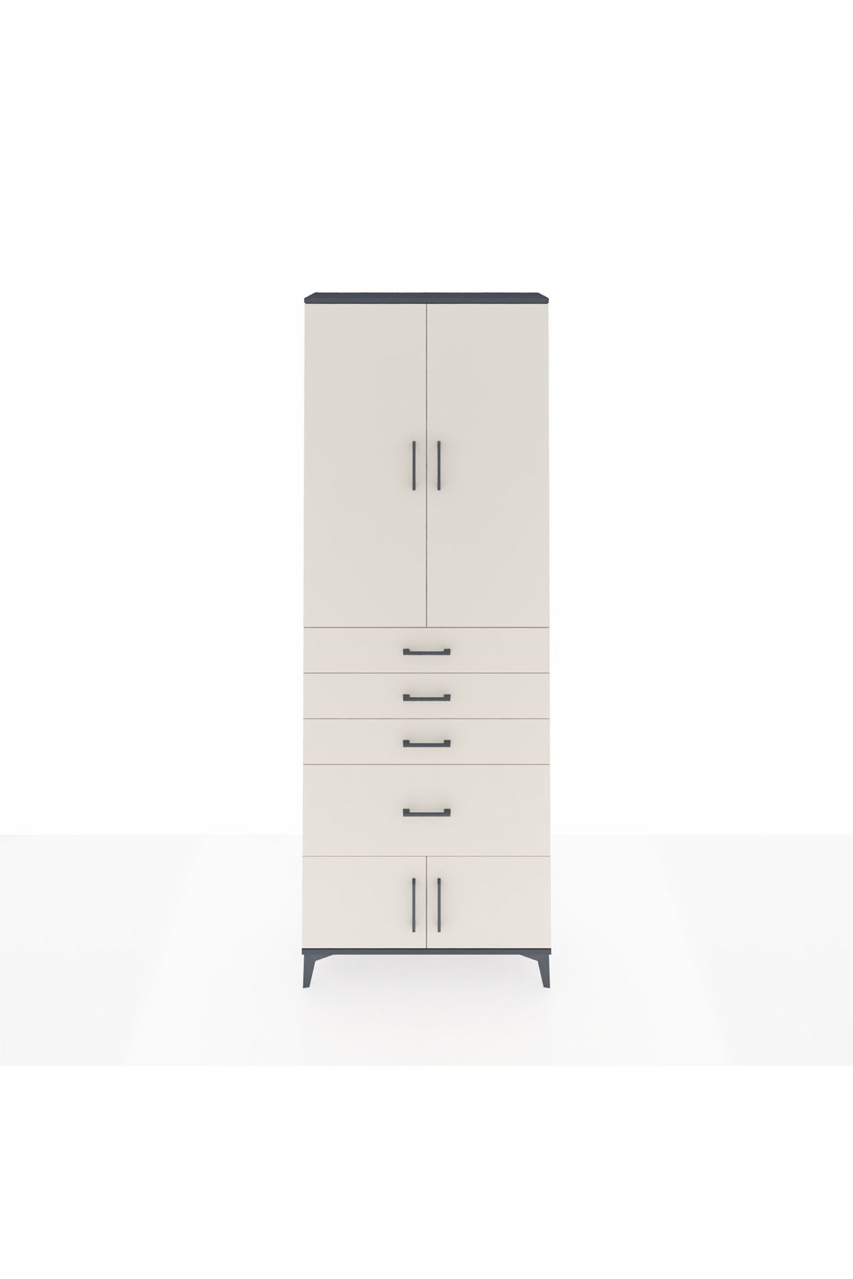 Arges Dolap 2 Raflı 4 Çekmeceli 4 Kapaklı 88x30x243 - S33M049V4A