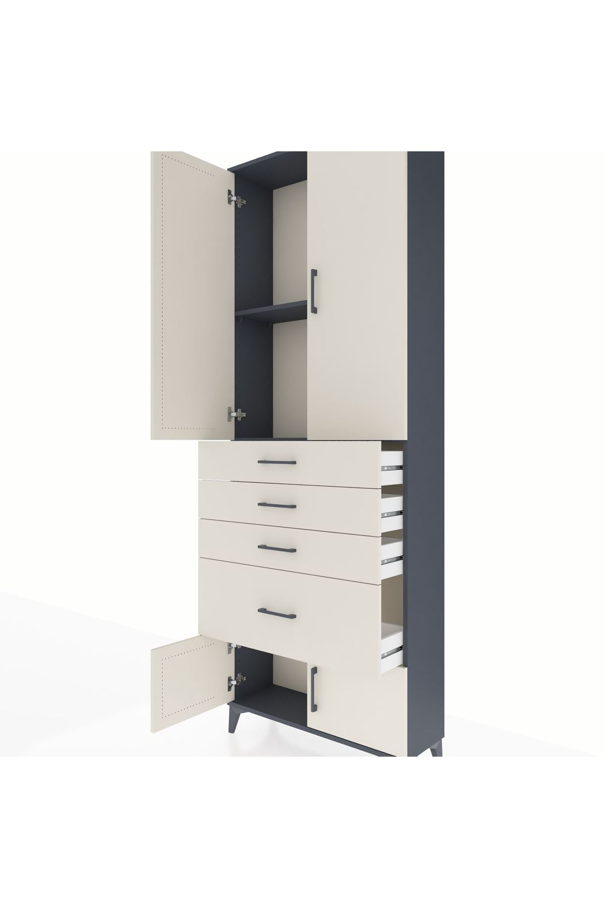 Arges Dolap 2 Raflı 4 Çekmeceli 4 Kapaklı 88x30x243 - S33M049V4A
