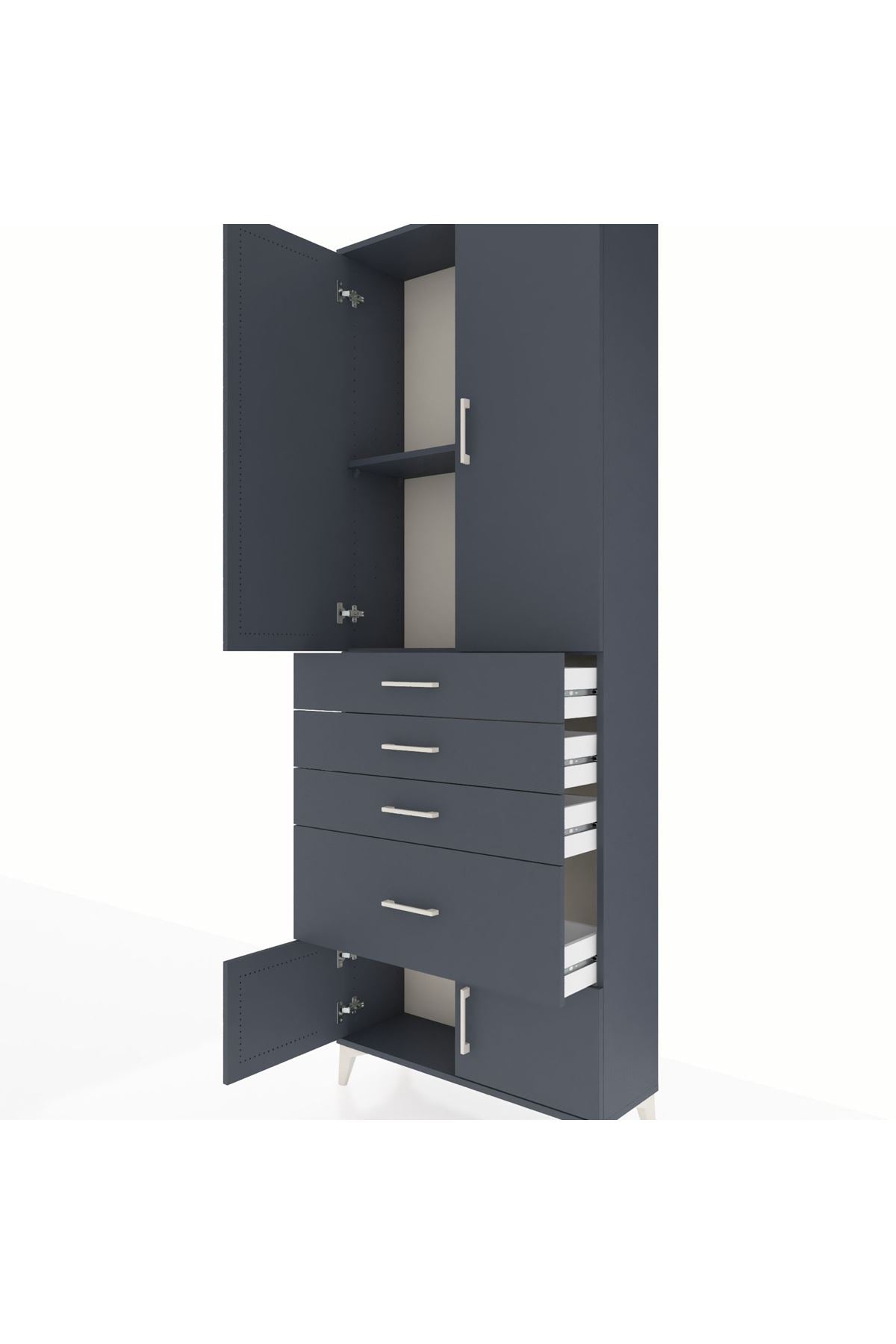 Arges Dolap 2 Raflı 4 Çekmeceli 4 Kapaklı 88x30x243 - S33M049V5A