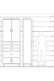 Arges Dolap 2 Raflı 4 Çekmeceli 4 Kapaklı 88x30x243 - S33M049V5A