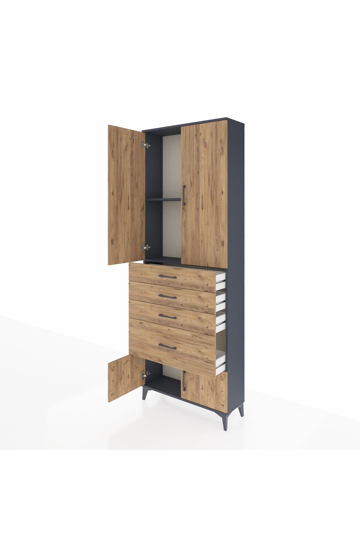 Arges Dolap 2 Raflı 4 Çekmeceli 4 Kapaklı 88x30x243 - S33M049V6A